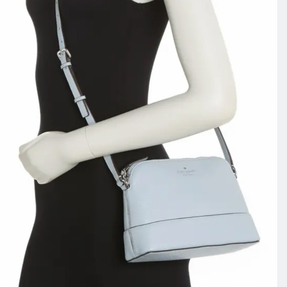 NWT Kate Spade Hanna Sky Blue Pebbled Leather Southport Ave Dome Crossbody Bag